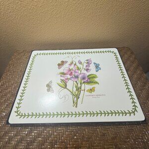 Pimpernel Cork Botanical Floral Placemats With Green Leaf Border Set Of 4